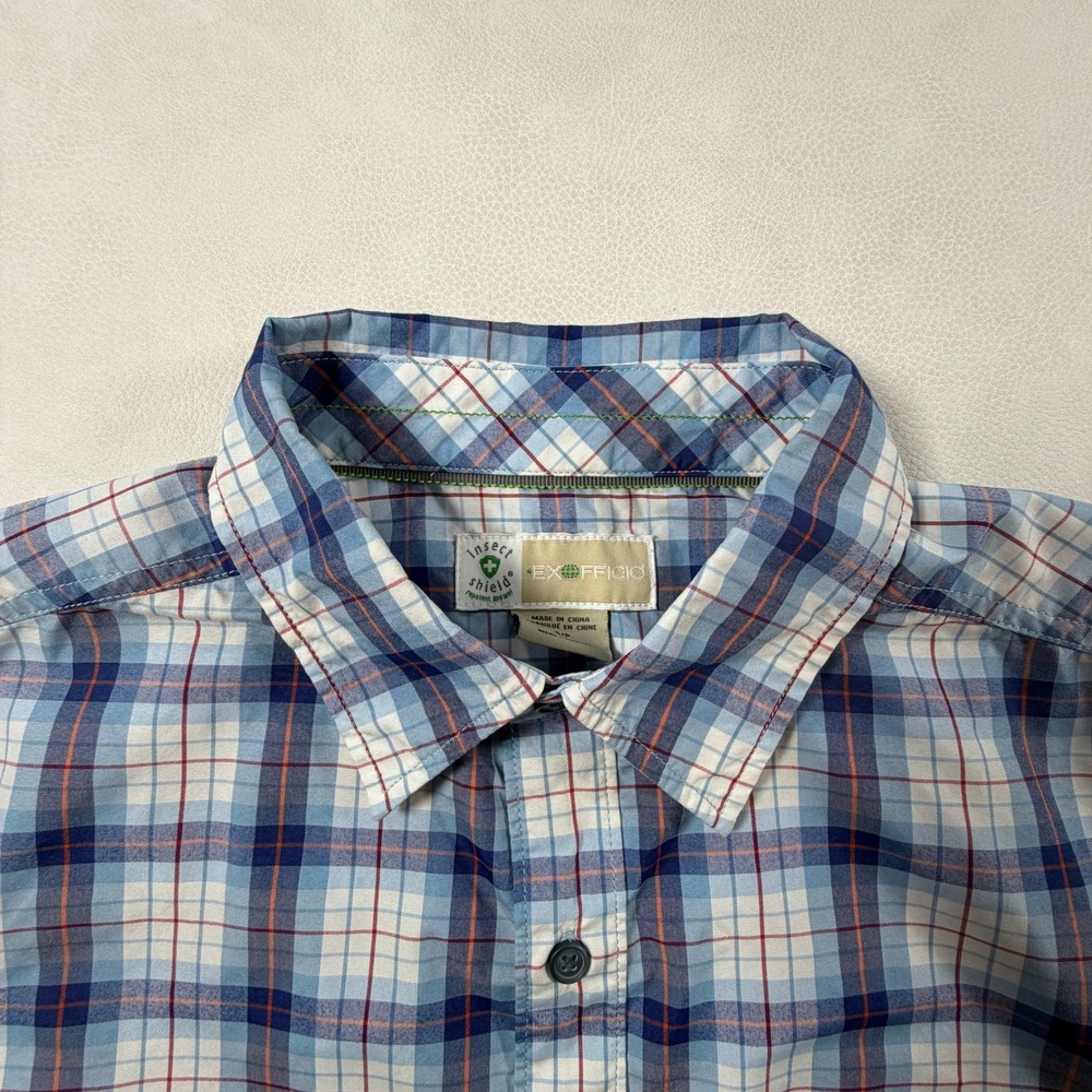 ExOfficio Insect Shield Mens Small Blue Plaid Long Sleeve Button Down Shirt - Picture 10 of 11